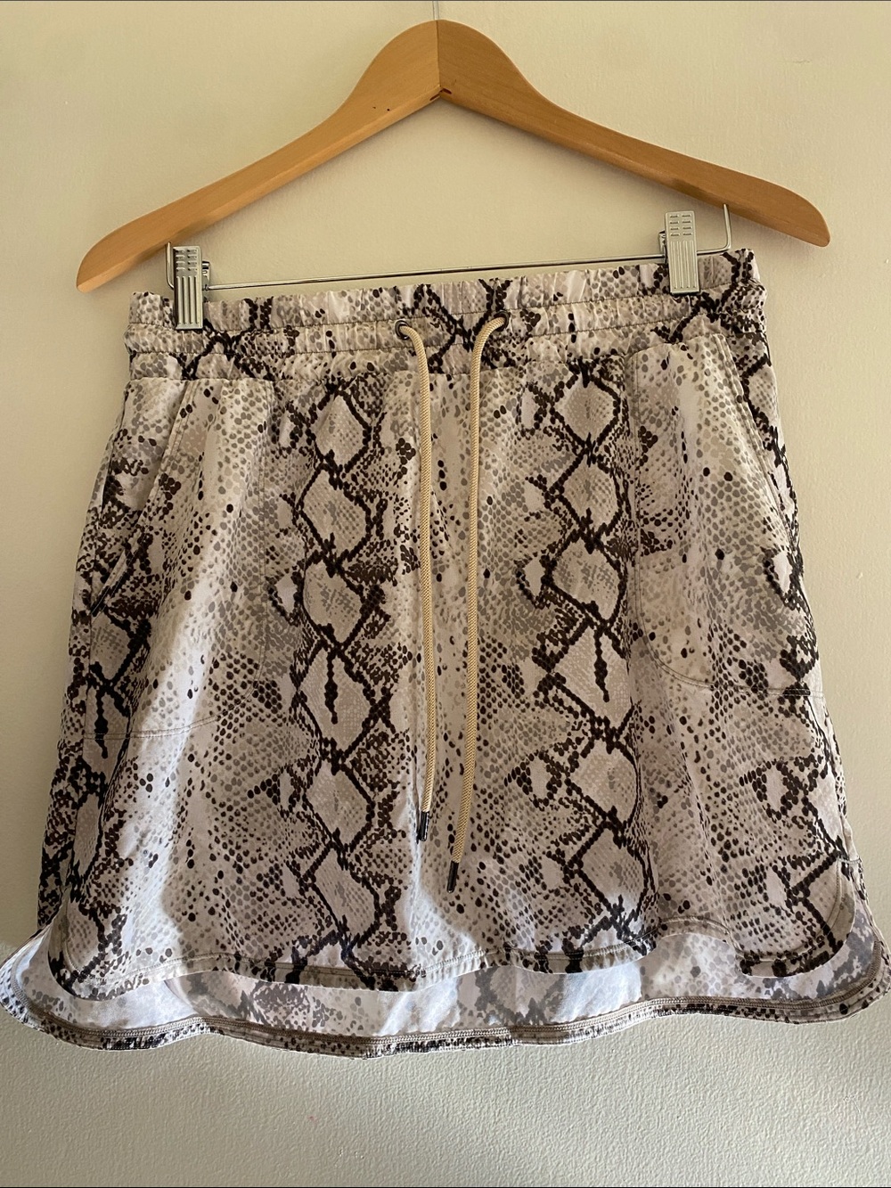 Ideology Beige and Brown Snake Print Drawstring Skirt